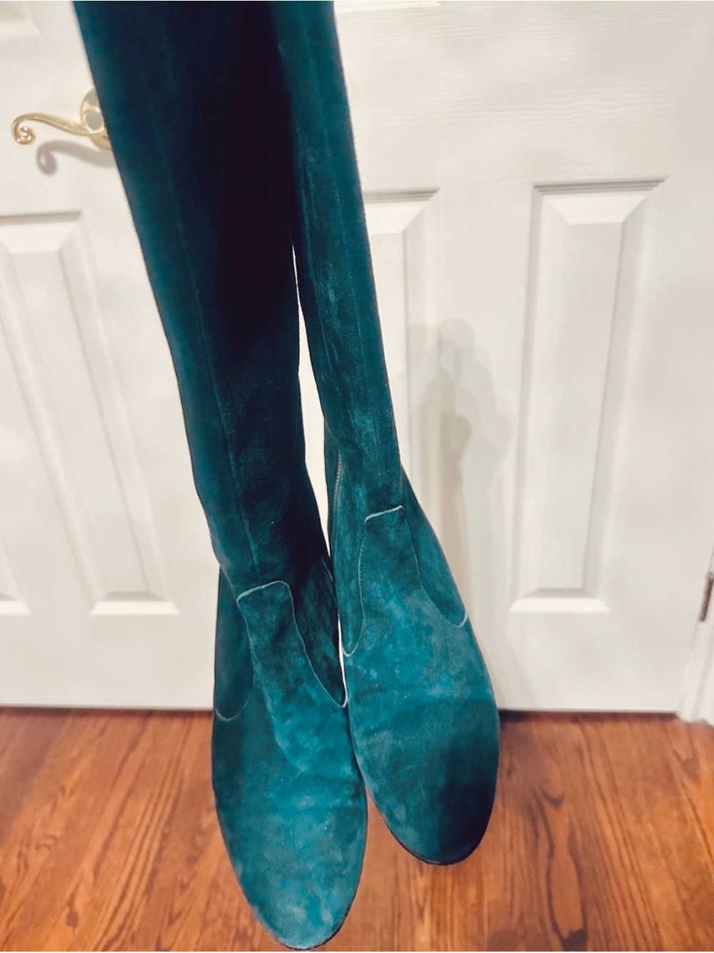 Below the-Knee Teal bottle green Suede Boots